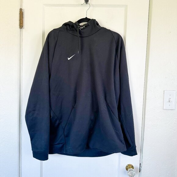 Nike Hoodie Mens‎ XL Black Therma-Fit Pullover Fleece Lined Jacket + Pockets - Picture 2 of 5